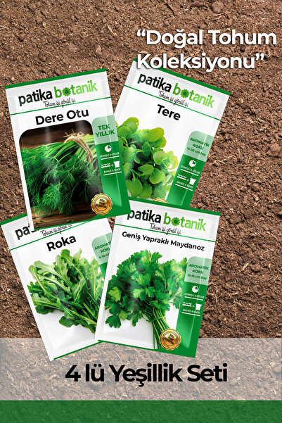 Patika Botanik 14.500 Adet Ata Tohumu Yerli Tohum Maydonoz, Roka, Tere, Dere Otu (35 GRAM)