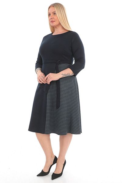 Element's Women's Black Two-Color and Belt Detailed Dress