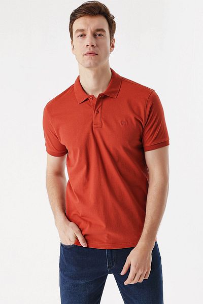 Morven Men's Cinnamon Basic Plain 100% Cotton Slim Fit Slim Fit Short Sleeve Polo Collar T-Shirt