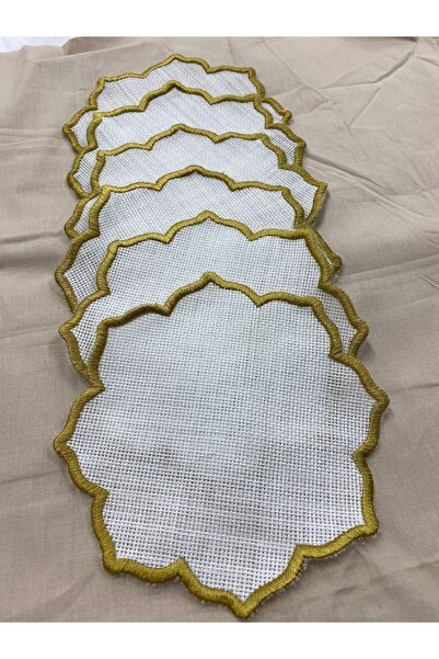 GALATATEKS Nakış Kanaviçe Işlenebilen Kokteyl Sunum Peçetesi 6 Adet