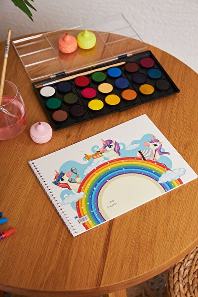 printkonsept Set de 6 caiete cu ilustrații pentru preșcolar, unicorn, dimensiune mică, cu copertă din carton cu 15 coli, 17x24cm