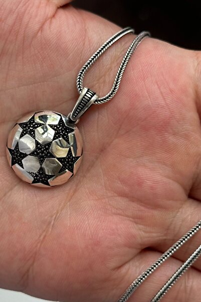 cheetah quality Futbol Topu 925 Ayar Gümüş Özel Yapım Erkek Kolyesi