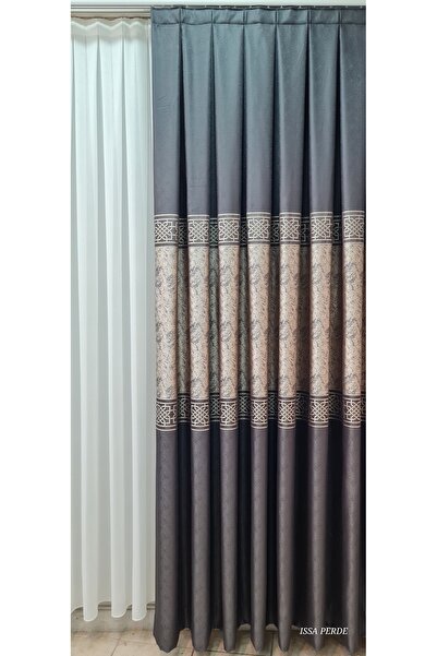 ISSA TEKSTIL Issa Fon Perde Pano Antrasit Gri ((tek Kanat))(sık Pile) En (100...