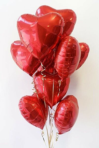 ROZIA Folyo Kalpli Uçan Kalp Balon 5 Adet Kırmız (70 Cm)
