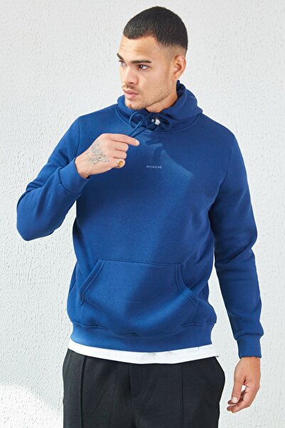 MAN EDITION Κουκούλα Basic Minimal Printed Sweat Marine |   Tycq298w0n 169441376065193 -7697