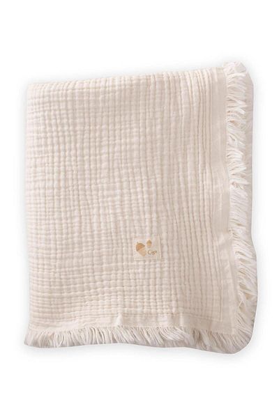 Cigit 80x120 cm natürliche vierlagige Musselindecke mit Quasten