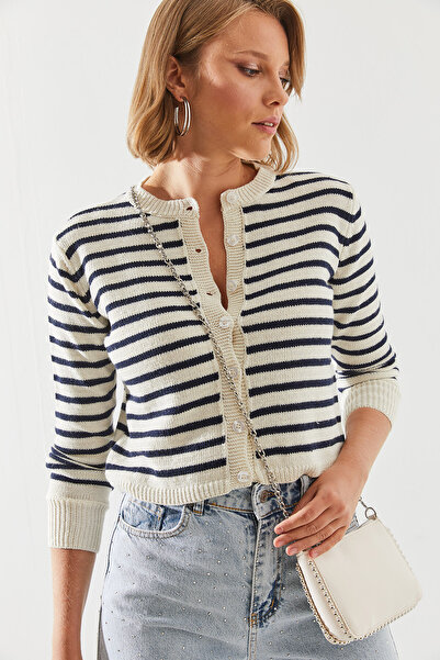Bianco Lucci 20247506 Model Striped Sweater
