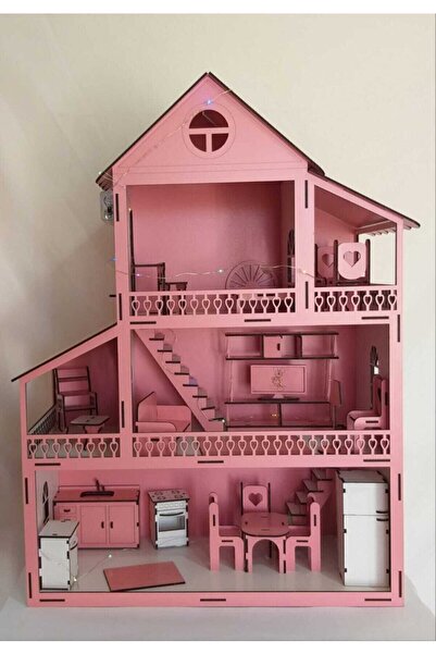 EDKZEKA -led Işıklı Ahşap Oyun Evi- (60cmx45cmx20cm) -ev3