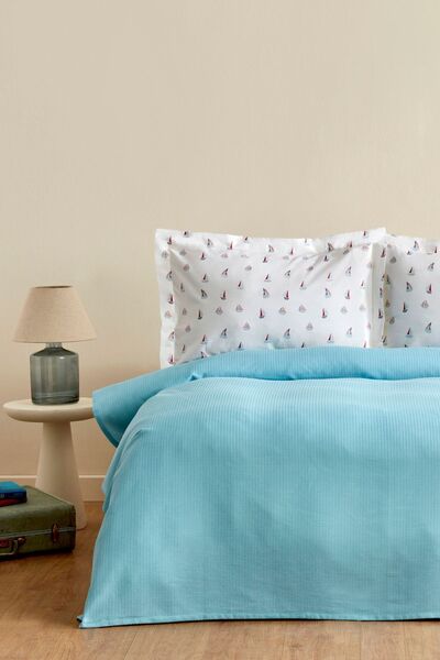 Karaca Home Joy Sail Turquoise Double 100% Cotton Pique Set