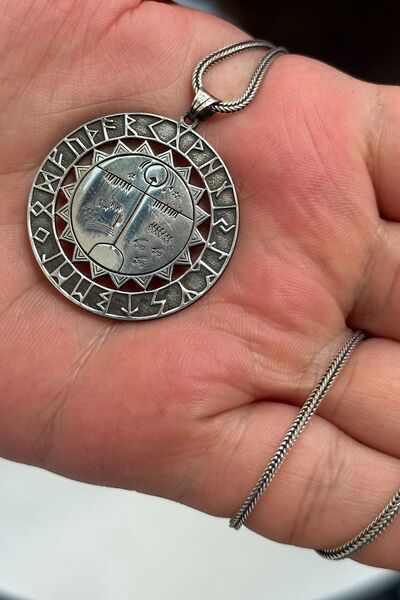 cheetah quality Göktürk Sembollu 925 Ayar Gümüş Özel Yapım Erkek Kolyesi