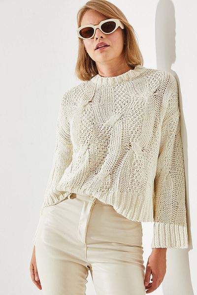 Bianco Lucci Durchbrochener Damenpullover - 20246180