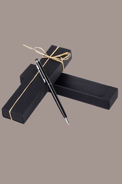 Kitaplı Hediye Kişiye Özel Siyah Metal Kalem Touchpen