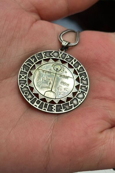 cheetah quality Göktürk Sembollu 925 Ayar Gümüş Özel Yapım Erkek Kolyesi