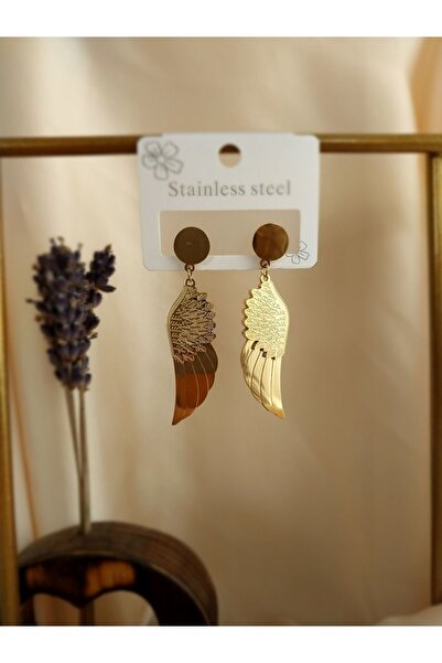 shine Çelik Melek Kanadı Küpe