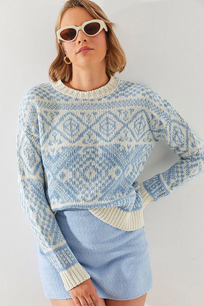 Bianco Lucci Sweter damski żakardowy - model 20246194