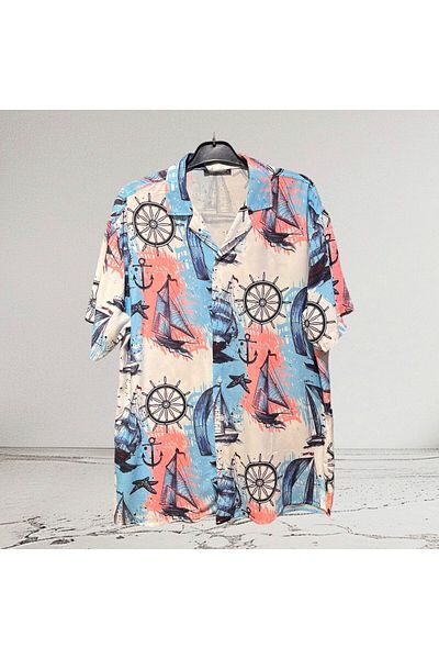 stanpolis VintaGe Sea Wind PatteRned Sailboat ShiRt