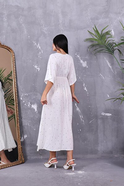 ZEYWEAR Double Breasted Collar Polka Dot Elastic Waist Dress