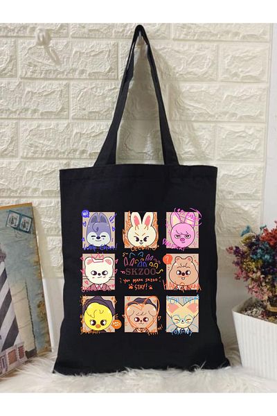 Cemira Skzoo Black Canvas Tote Bag - Stray Kids Tote Bag