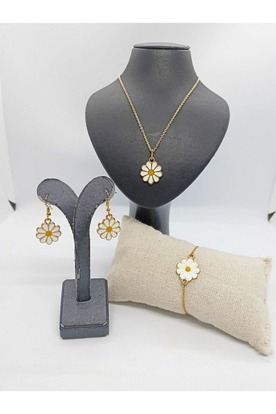BalıkHediyelik Necklace/Earrings/Bracelet Set Designed with Daisy Model1029