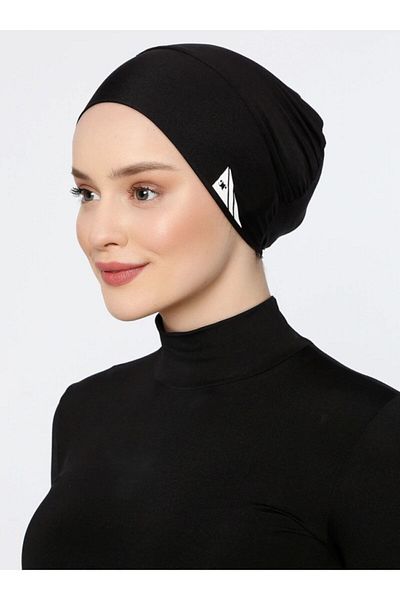 Ecardin Hijab Swimmer Women's Sports cap - Sea and Beach Swimming cap - Black