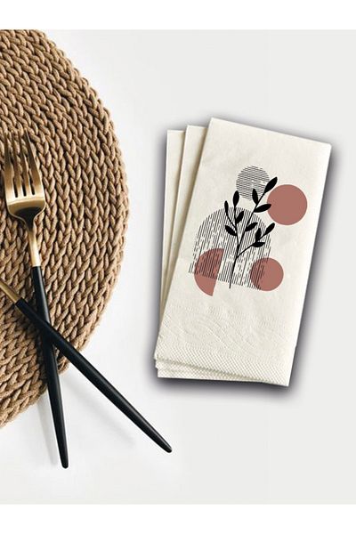 Ake Kağıt 33x33 cm Leaf Patterned Presentation Napkin - 100 Pieces