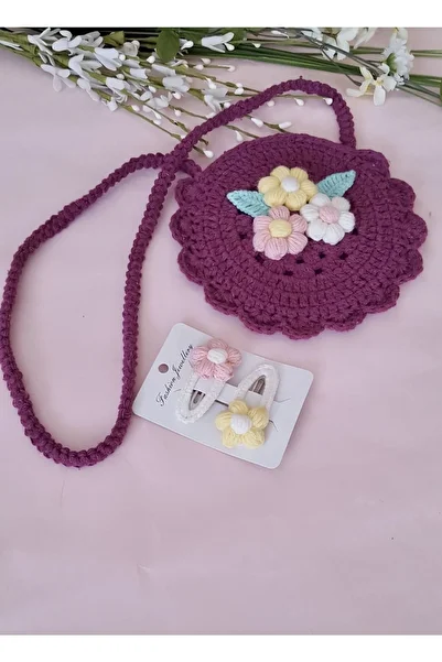 afralya home Baby Girl/Child Decorative Knitted Bag and Buckle Set