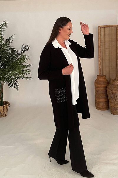 Hanezza Confortul și eleganța se întâlnesc: Cardigan de tricotaj cu guler șal