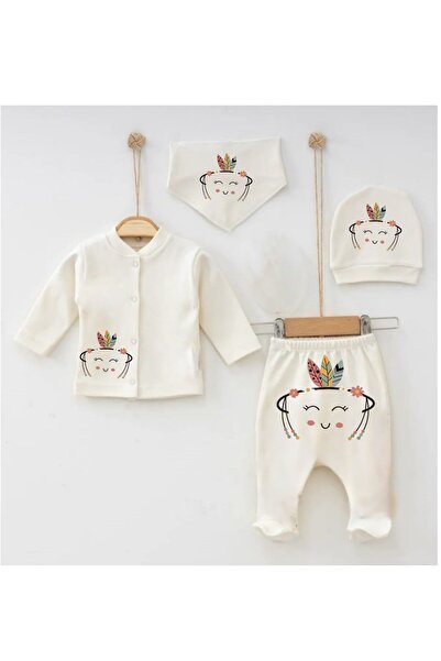 bebekpare 0-3 Months Baby Girl Hospital Discharge Set - Native American Patte...
