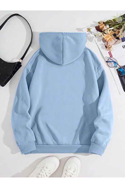 Modernica Brooklyn 1997 Oversize Hooded Sweatshirt - Baby Blue Printed