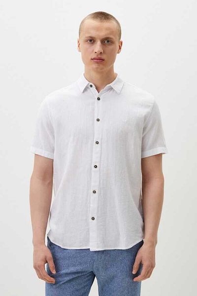 Loft Men's Short Sleeve Linen Shirt - White - XXL - ST07622-white-xxl