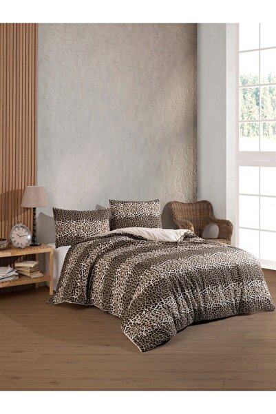 uykulife home collection Set de husă de pilotă dublă cu model leopard Uykuli̇fe