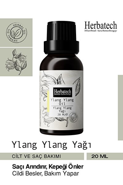 Herbatech Natural Ylang Ylang Oil 20 ml - Skin and Hair Care Oil - Relaxing E...