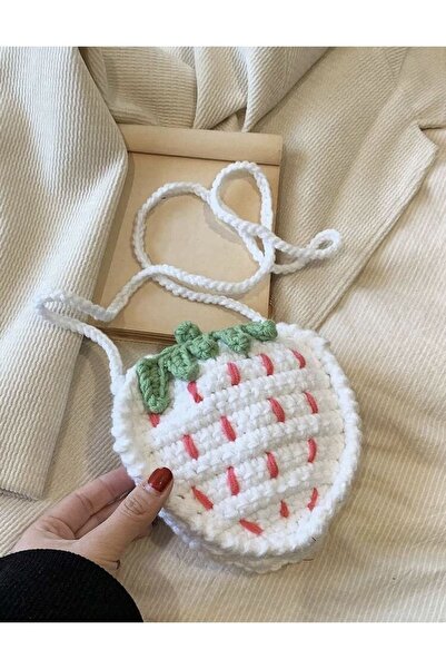 afralya home حقيبة الفراولة للفتيات/الأطفال، حقيبة محبوكة مزخرفة ومجموعة إبزيم