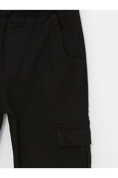 LC Waikiki LCW Kids - Μαύρο κοριτσίστικο παντελόνι Cargo Jogger με ελαστική μέση