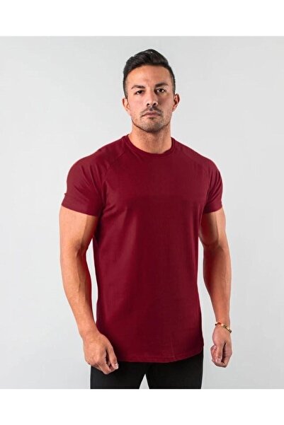 Genel Markalar Erkek Kırmızı Basic Pamuklu Bisiklet Yaka T-shirt