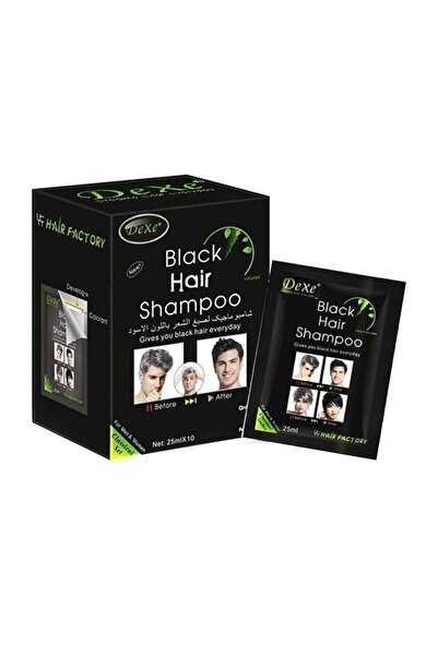 ALİSA-SHOPS Dexe Black Hair Shampoo Beyaz Saç Kapatıcı Siyah Boya 25ml X 10 A...