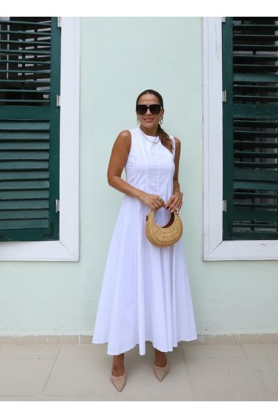 My Blog Bell Model White Sleeveless Long Dress