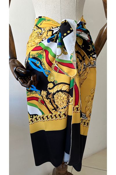 Glowear Atelier Black and Yellow Mixed Patterned Pareo