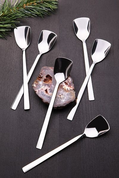 WuuQ Lux - Set of 6 Dessert and Ice Cream Spoons - Stainless 304 Quality Steel