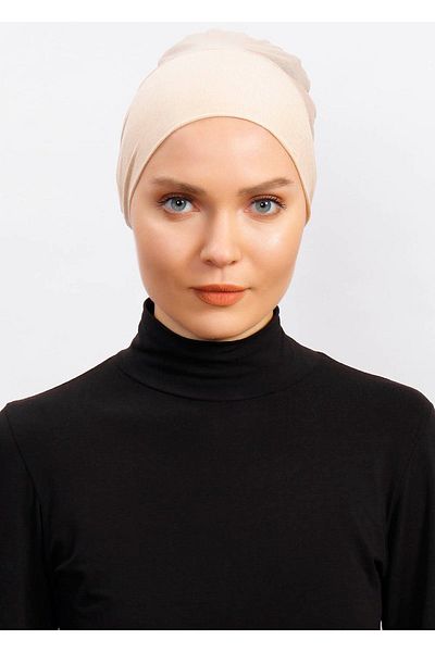 Ecardin Clima FiT BonnET - BEigE WomEn's Hijab BonnET, TullE and AnTi-swEaT Turban Scarf Shawl