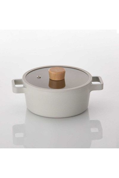 Prima Nova 18cm Fika Beige Aluminum Cast Pot with Glass Lid