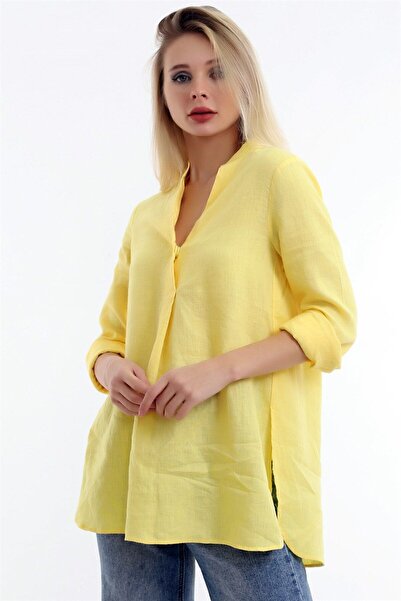 Dreamlike V Yaka Göğüs Dekolteli Uzun Kol Salaş Bluz