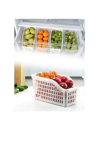 safestore 4 Pieces of White Fridge Vegetable Fruit Organizer Organizer