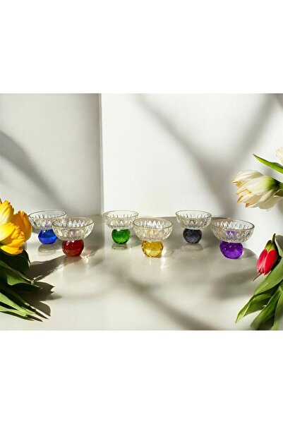 partridge store مجموعة من 6 أطباق تركية مقطوعة بأرجل زجاجية ملونة