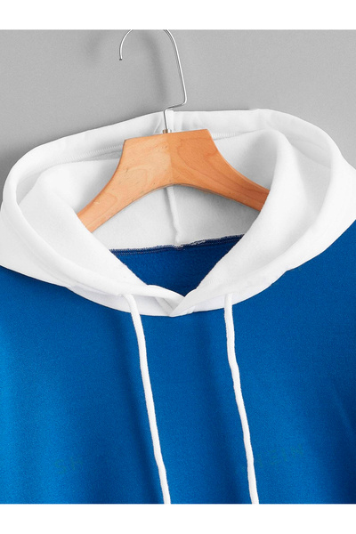 Benisengiydir los Angeles Printed Unisex Oversize Hooded Blue White Sweatshirt