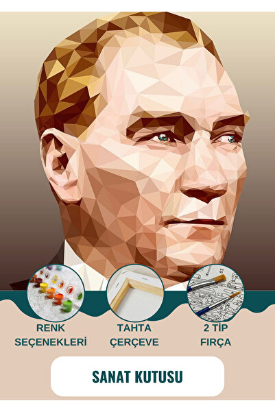 SANAT Sayılarla Boyama & Hobi Seti -ATATÜRK- Fırça Boya Duvara Asma Aparatı D...