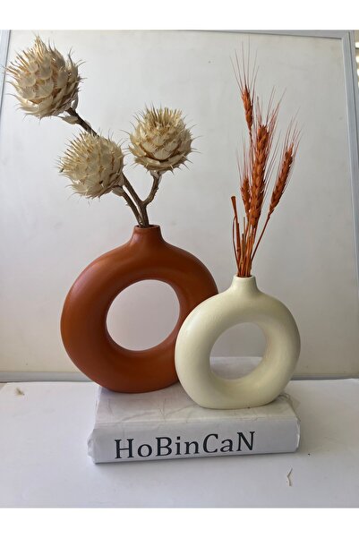 BLANJ Brick and Cream Colored Ring Vase