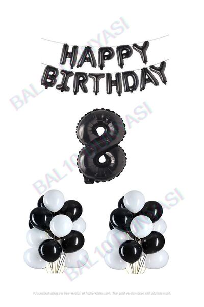 BAL10 DÜNYASI Happy Birthday Black Color Foil Balloon Latex Balloon and Foil ...