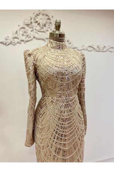 RUVİTA Stone and Sequin Detailed Evening Dress Selena