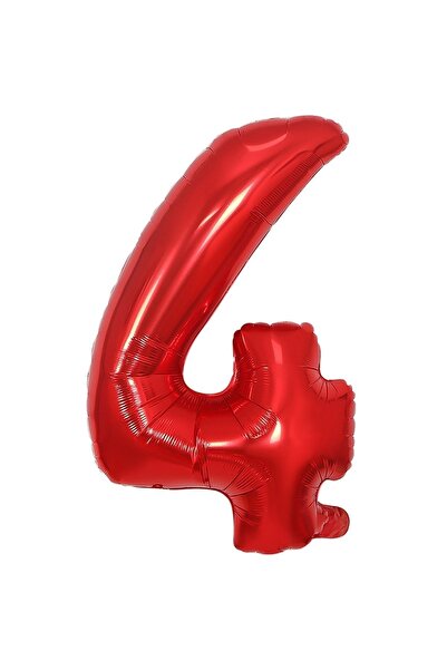 BAL10 DÜNYASI Foil Balloon Red Number 4 40 Inch 100 Cm